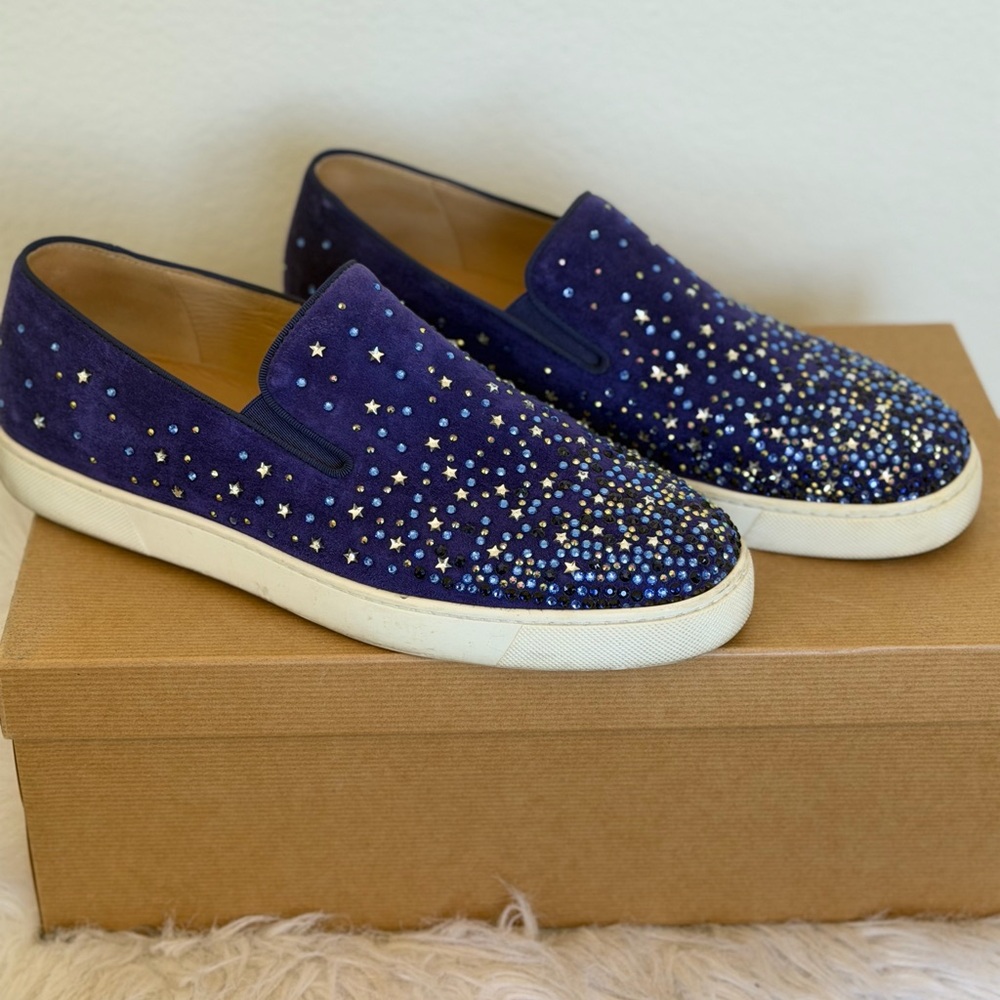 Christian Louboutin Blue Star-Studded Sneakers